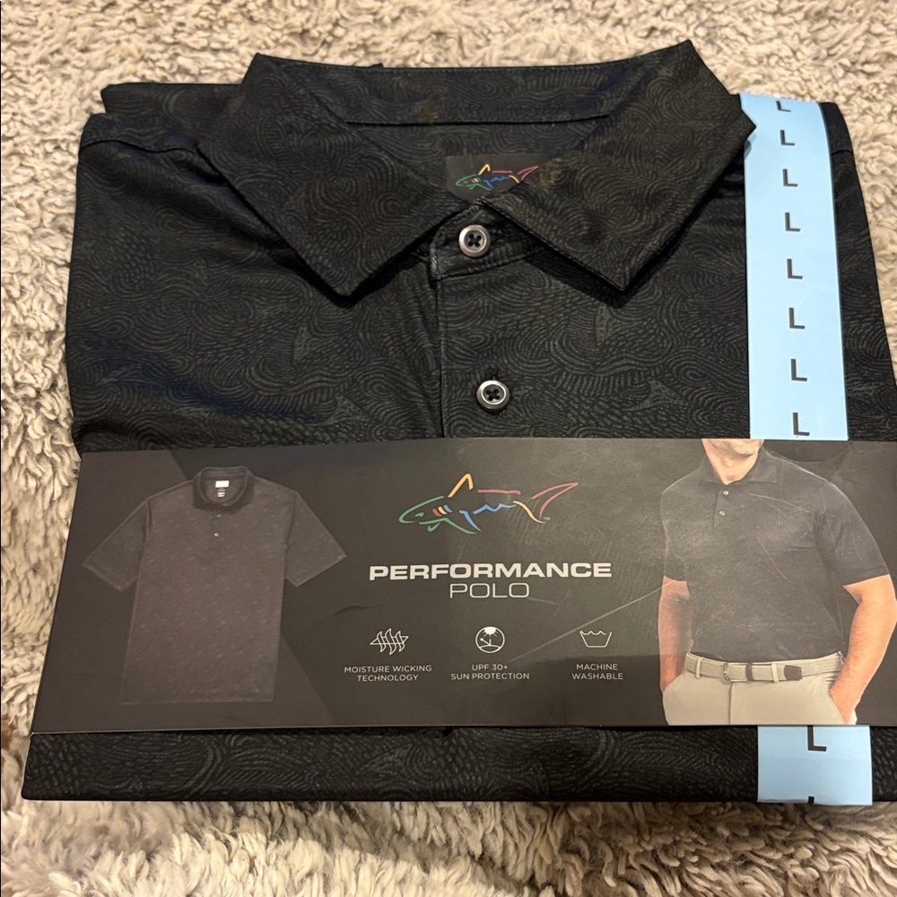 Greg Norman Performance‎ Polo Black Shirt size large new